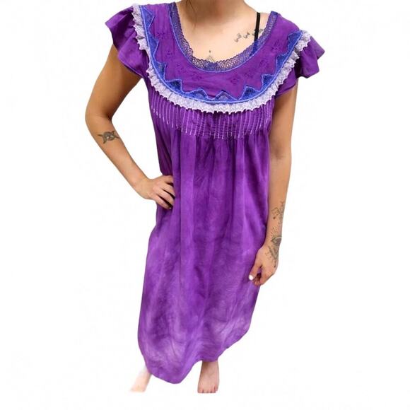 VTG Barbizon Purple Hand Dyed Cotton Slip Nightgown - Picture 4 of 8